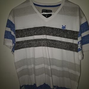 Zoo York Men's V-Neck Tee - Blue, Gray, White